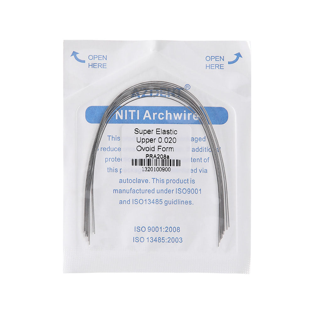 Arco de alambre AZDENT NiTi superelástico ovalado redondo de 0,012 a 0,020 mm para superior/inferior (paquete de 10 unidades)