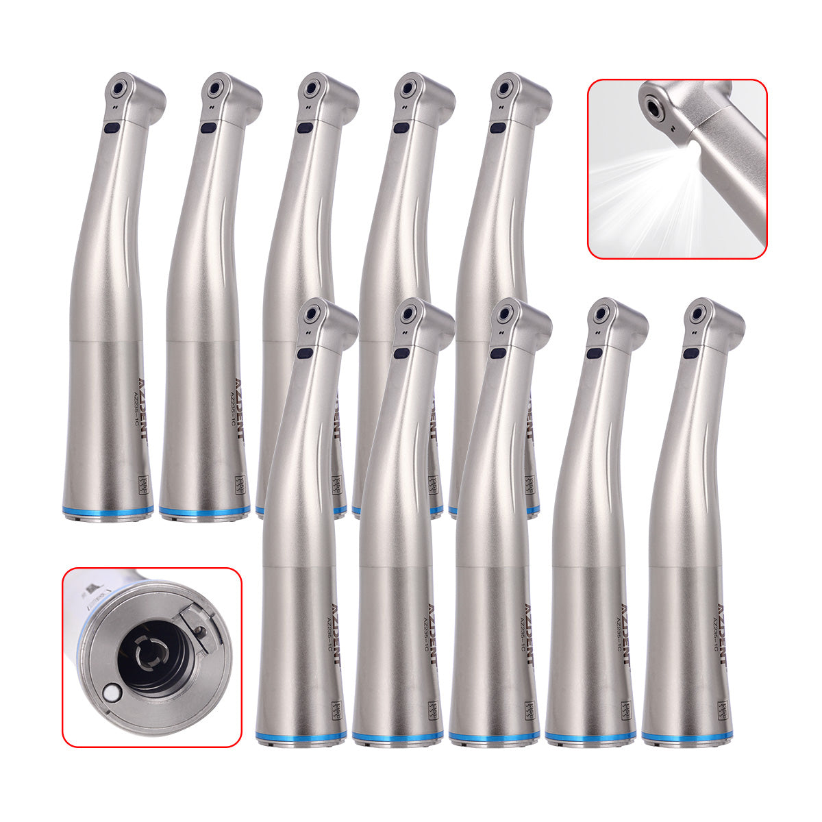 AZDENT 1:1 Fiber Optic Contra Angle Handpiece Internal Water Push Button