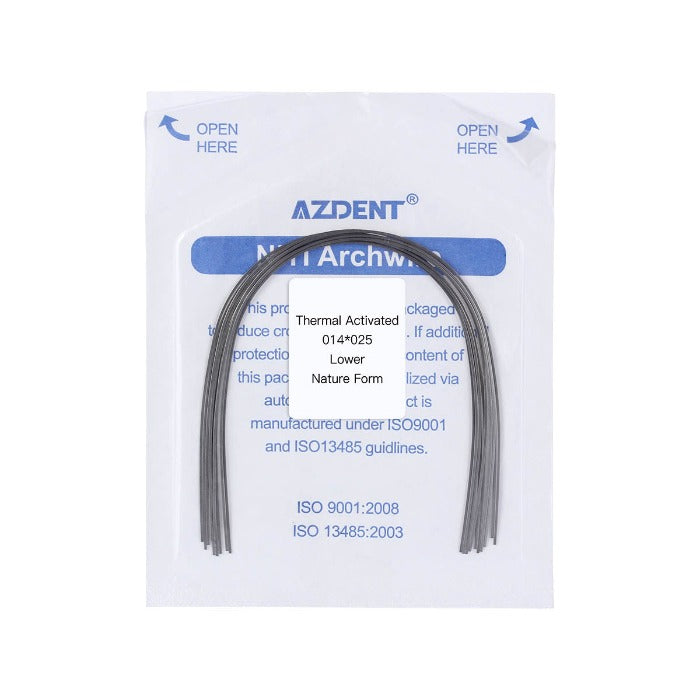 AZDENT Thermal Active NiTi Archwire Natural Form Rectangular 0.014 x 0.025 Lower 10pcs/Pack
