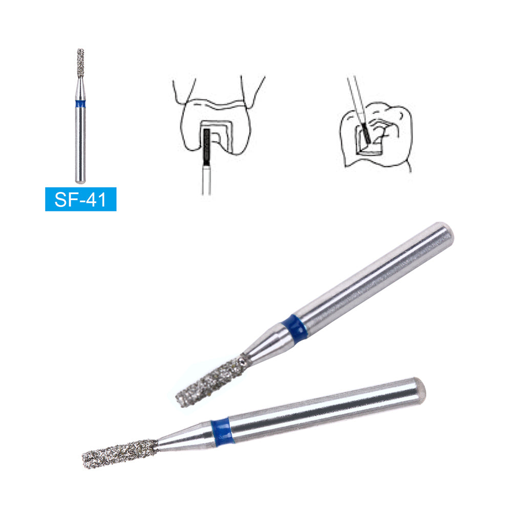 AZDENT Diamond Burs FG SF-41 Straight Flat End Two Layers 5pcs/Box