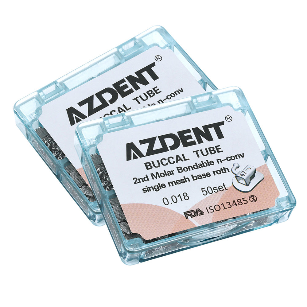 AZDENT Buccal Tube 2nd Molar Bondable Split Non-Convertible Roth 0.018 50Sets/Bx