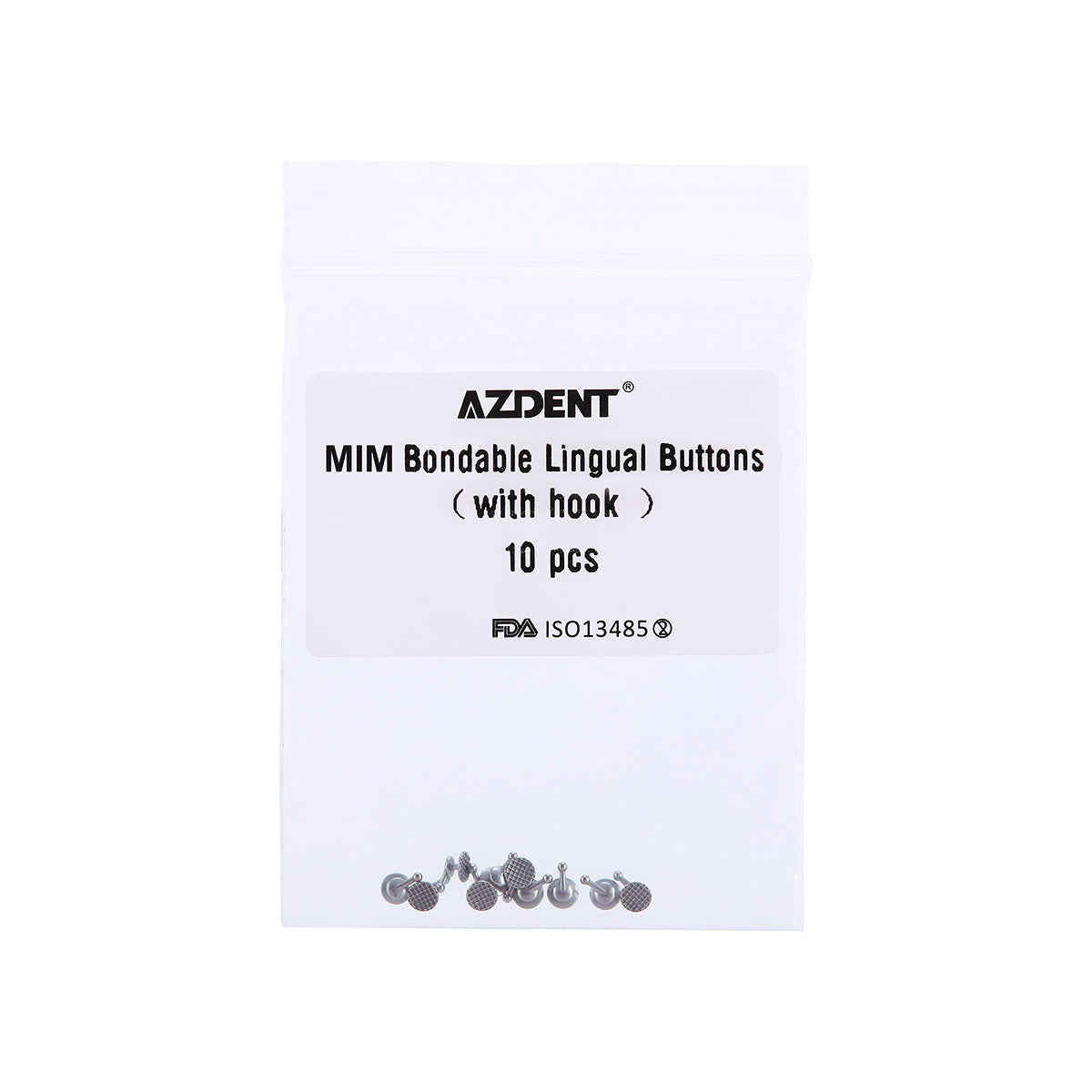 AZDENT Dental Bondable Lingual Buttons with Hook Round Base 10/Bag