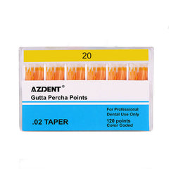 AZDENT Gutta Percha Points #20 Taper Size 0.02 Color Coded 120/Box