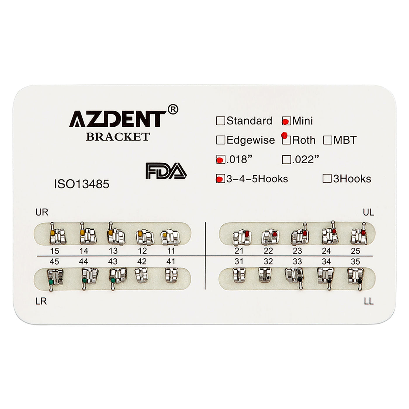 Металлические брекеты AZDENT для зубов Mini Roth Slot .018 крючки на 345 20 шт./упаковка