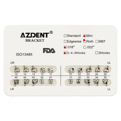 Металлические брекеты AZDENT для зубов Mini Roth Slot .018 крючки на 345 20 шт./упаковка