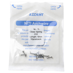 AZDENT Dental Orthodontic Accessory Closed Coil Spring 0.010 6mm 10pcs/Bag