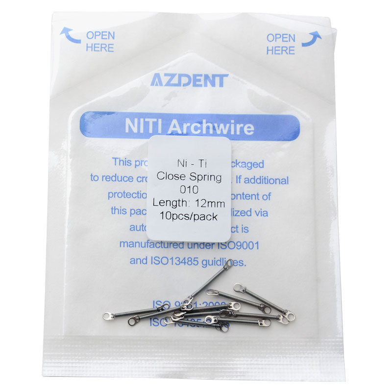AZDENT Dental Orthodontic Accessory Closed Coil Spring 0.010 12mm 10pcs/Bag