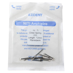 AZDENT Dental Orthodontic Accessory Closed Coil Spring 0.010 12mm 10pcs/Bag
