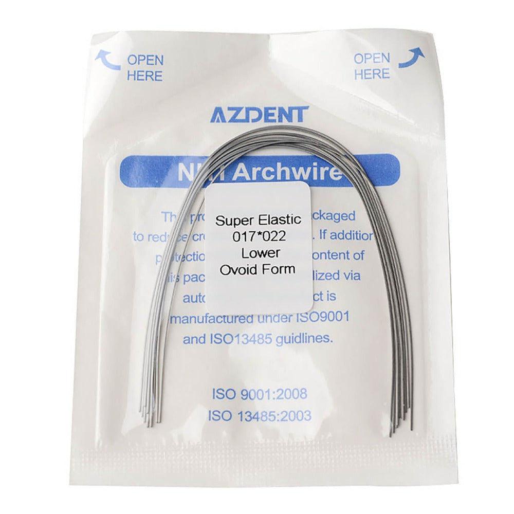 Arco de alambre AZDENT Niti Super Elastic con forma ovalada rectangular de 0,017 x 0,022 mm (10 unidades/paquete)
