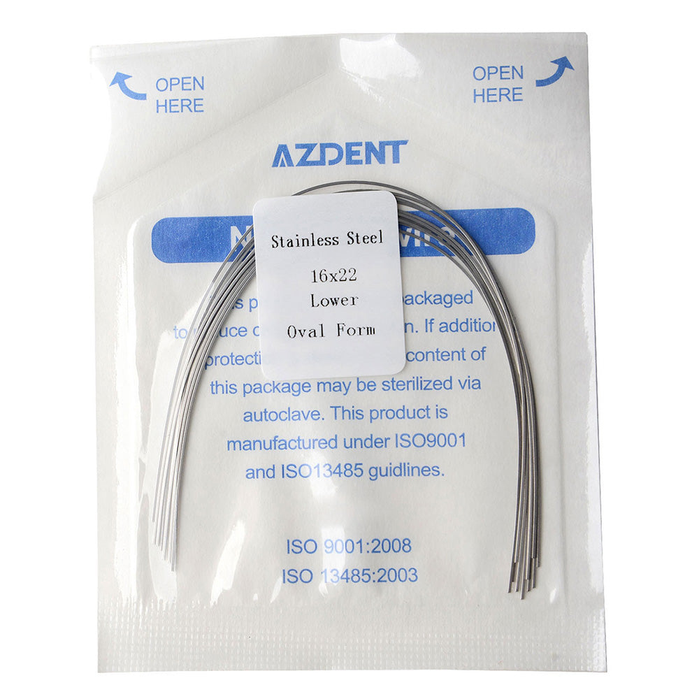 Arco de alambre AZDENT de acero inoxidable, forma ovalada, rectangular, 0,016 x 0,022, inferior, 10 unidades/paquete