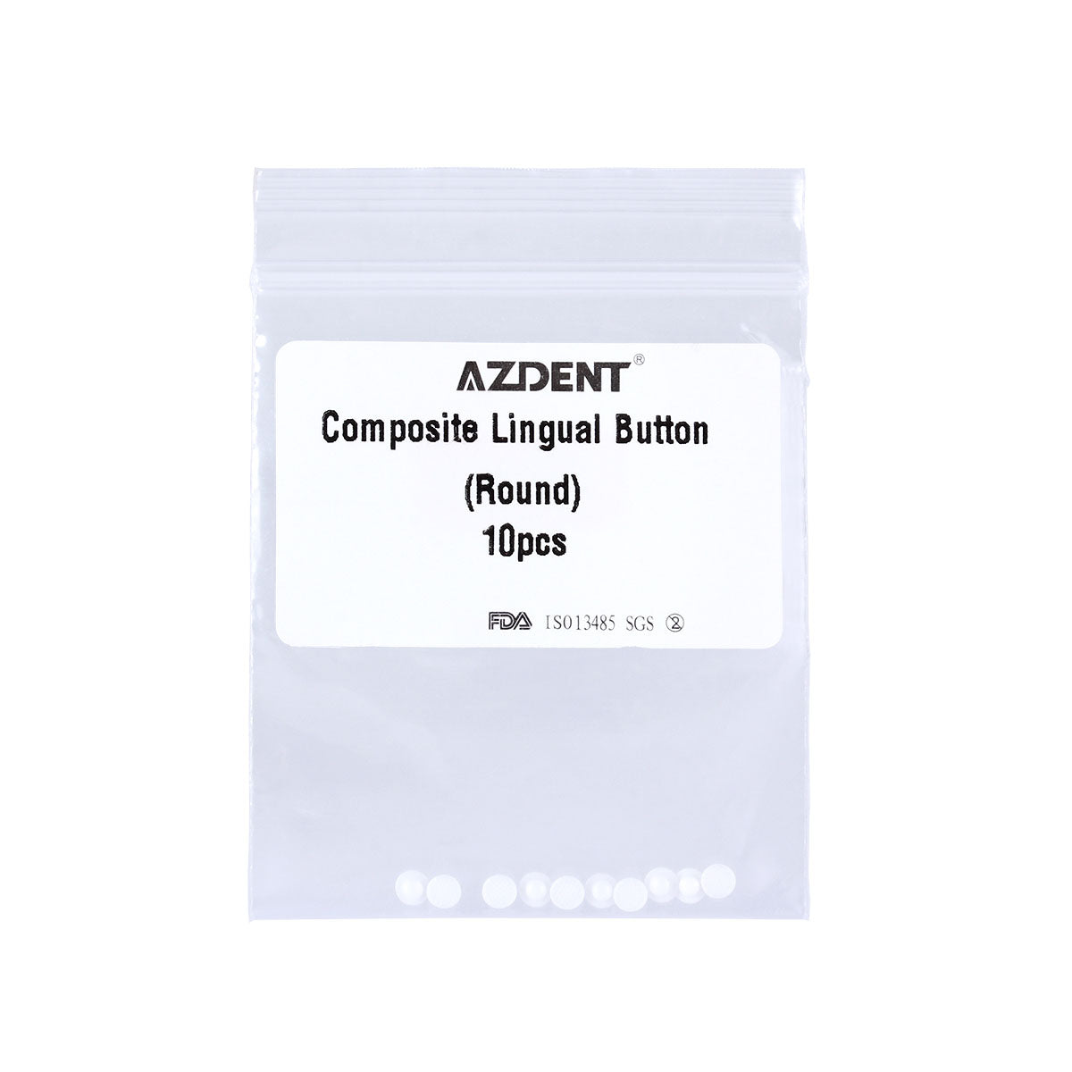 AZDENT Dental Lingual Button Bondable Composite Ceramic Round Base 10/Bag