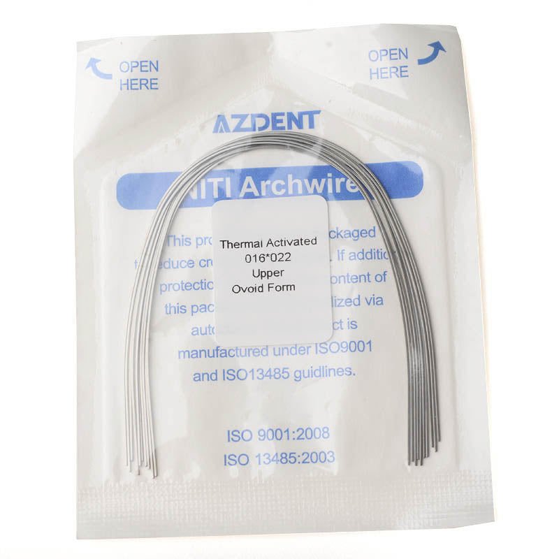 AZDENT Thermal Active NiTi Archwire Ovoid Form Rectangular 0.016 x 0.022 Upper 10pcs/Pack