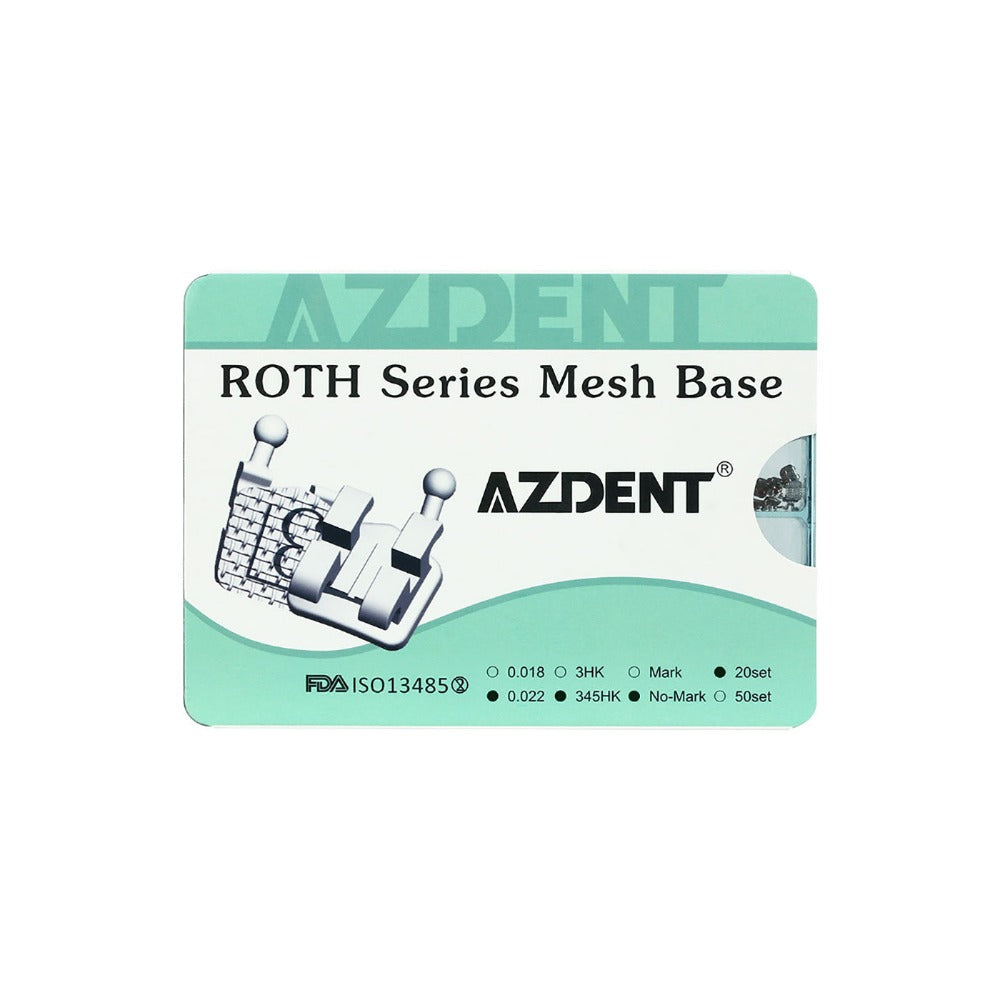 AZDENT стоматологические сетчатые металлические скобки Mini Roth/MBT .022 крючки на 345 400 шт./коробка