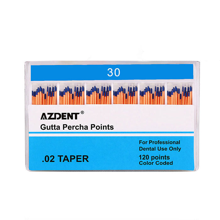 AZDENT Gutta Percha Points #30 Taper Size 0.02 Color Coded 120/Box