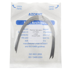 AZDENT Thermal Active NiTi Archwire Ovoid Form Rectangular 0.016 x 0.025 Lower 10pcs/Pack