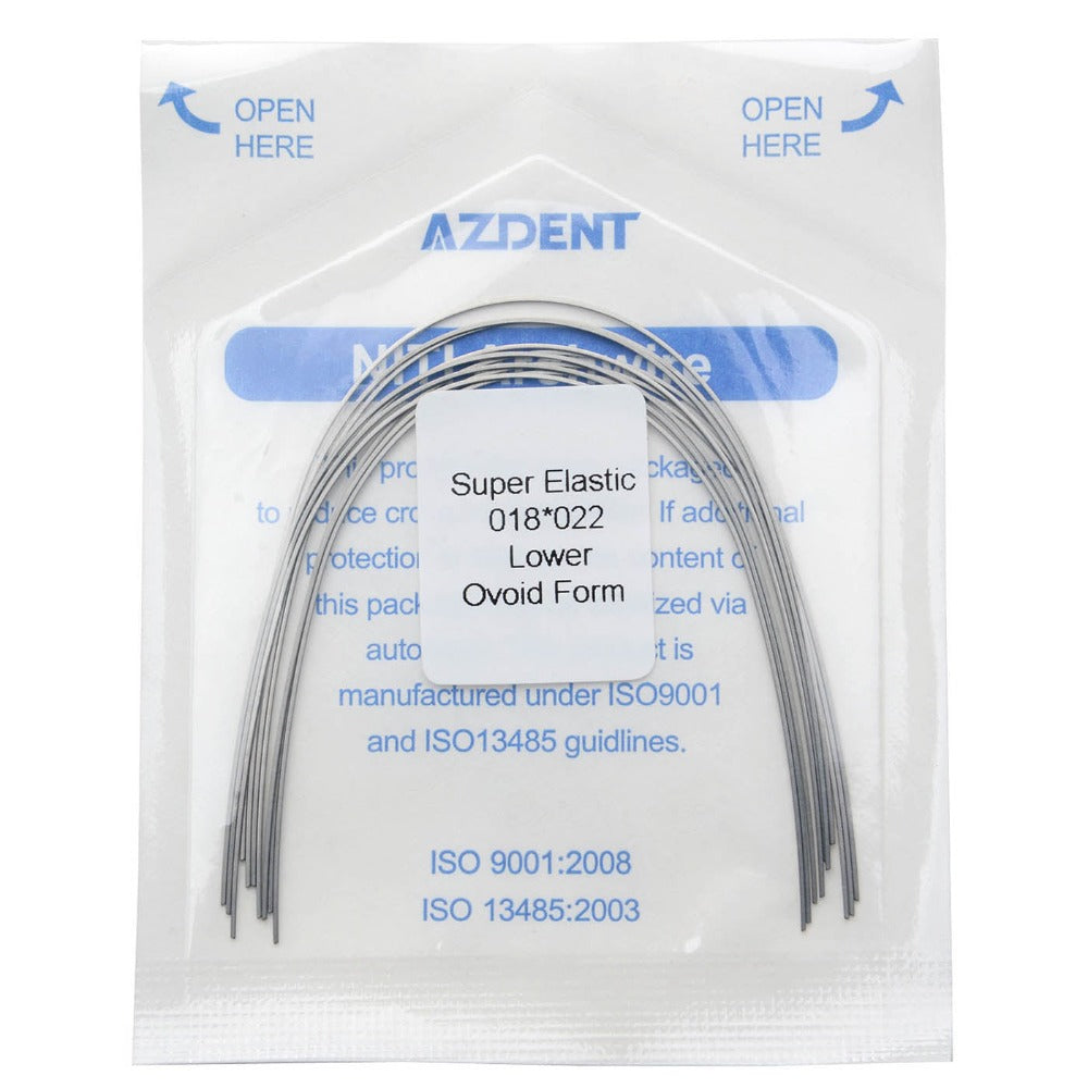 Arco de alambre AZDENT Niti Super Elastic Ovoide Rectangular 0,018 x 0,022 Inferior 10 piezas/paquete