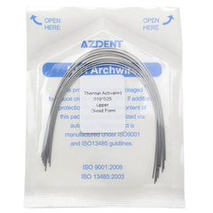 AZDENT Thermal Active NiTi Archwire Ovoid Form Rectangular 0.019 x 0.025 Upper 10pcs/Pack