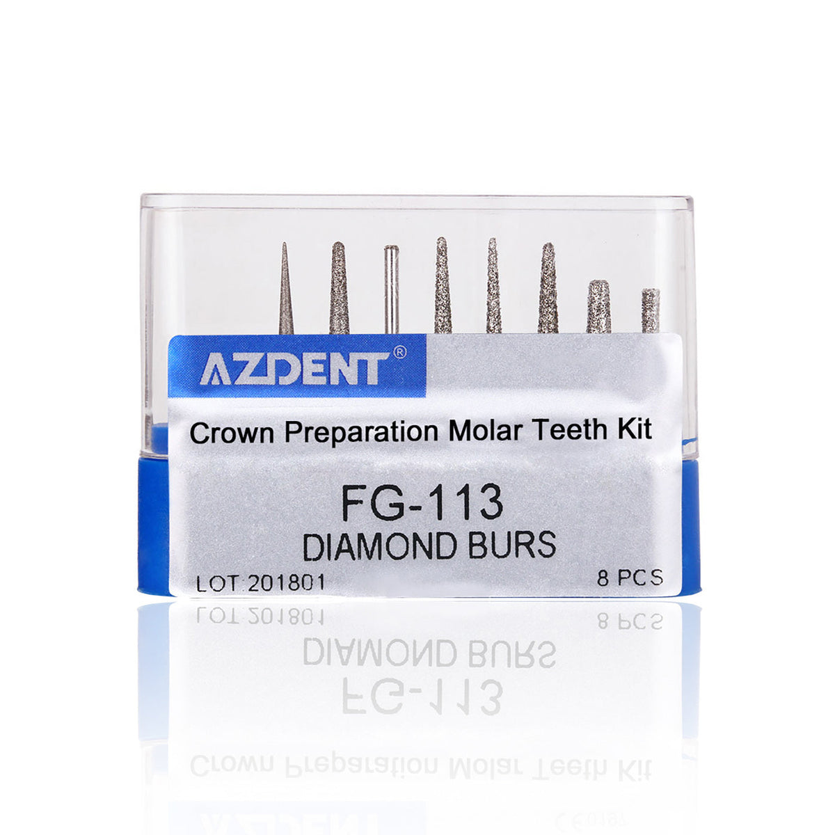 Набор для препарирования молярных зубов AZDENT Dental Diamond Bor FG-113, 8 шт./комплект