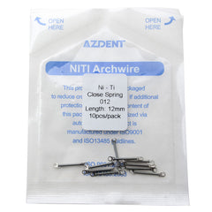 AZDENT Dental Orthodontic Accessory Closed Coil Spring 0.012 12mm 10pcs/Bag