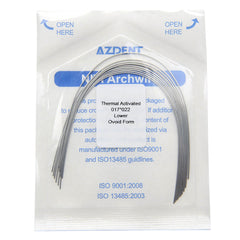 AZDENT Thermal Active NiTi Archwire Ovoid Form Rectangular 0.017 x 0.022 Lower 10pcs/Pack
