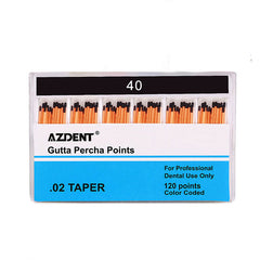 AZDENT Gutta Percha Points #40 Taper Size 0.02 Color Coded 120/Box