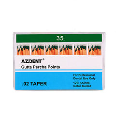 AZDENT Gutta Percha Points #35 Taper Size 0.02 Color Coded 120/Box
