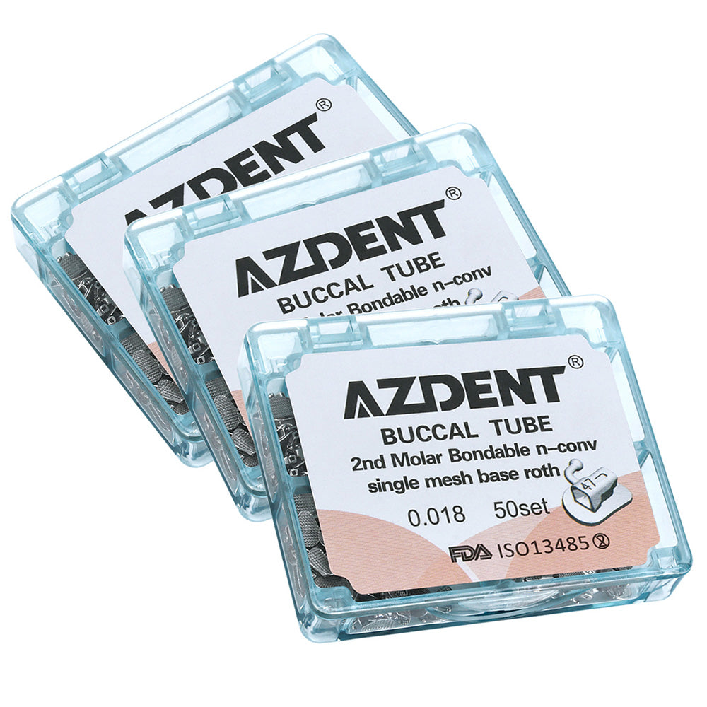 AZDENT Buccal Tube 2nd Molar Bondable Split Non-Convertible Roth 0.018 50Sets/Bx