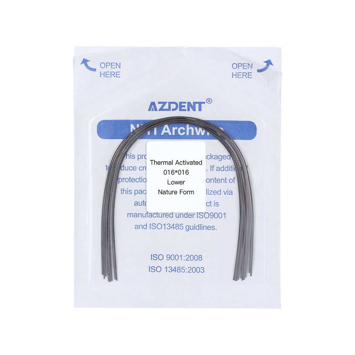 AZDENT Thermal Active NiTi Archwire Natural Form Rectangular 0.016 x 0.016 Lower 10pcs/Pack