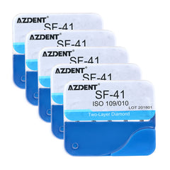 AZDENT Diamond Burs FG SF-41 Straight Flat End Two Layers 5pcs/Box