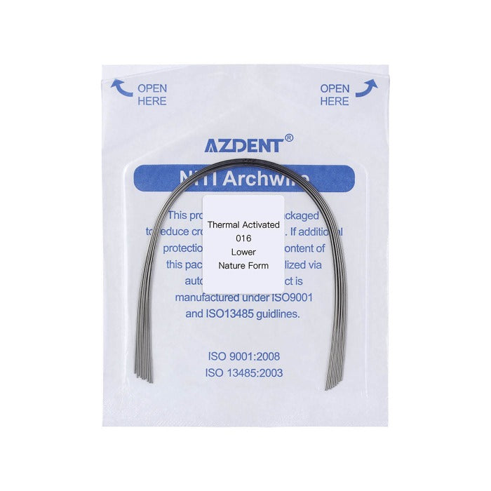 AZDENT Thermal Active NiTi Archwire Natural Form Round 0.016 Lower 10pcs/Pack