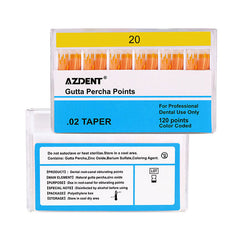 AZDENT Gutta Percha Points #20 Taper Size 0.02 Color Coded 120/Box
