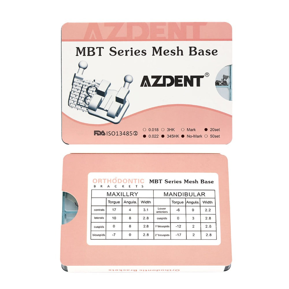 AZDENT стоматологические сетчатые металлические скобки Mini MBT .022 крючки на 345 400 шт./коробка