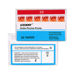 AZDENT Gutta Percha Points #25 Taper Size 0.02 Color Coded 120/Box