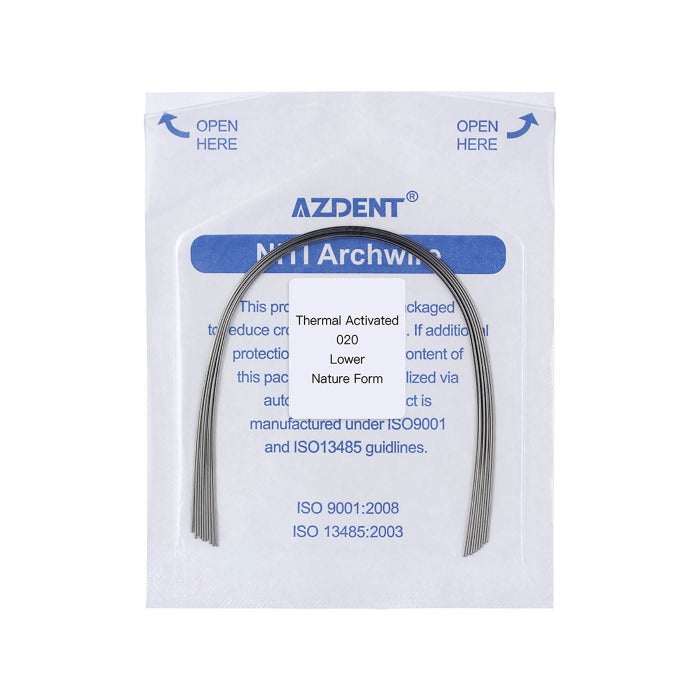 AZDENT Thermal Active NiTi Archwire Natural Form Round 0.020 Lower 10pcs/Pack