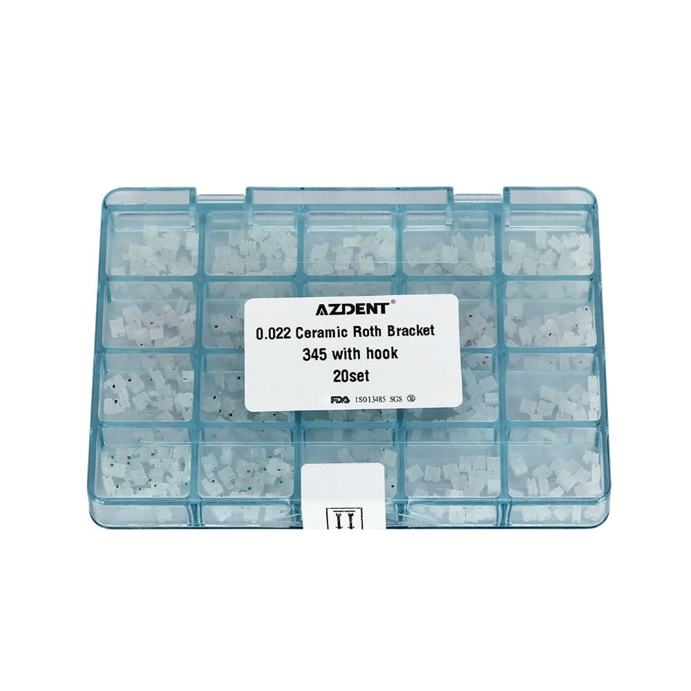 Керамические брекеты AZDENT Roth .022 345/крючки 400 шт./коробка