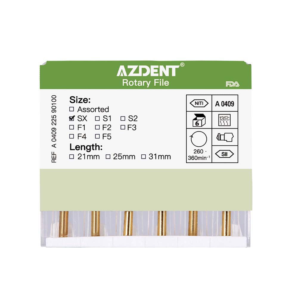 Файлы AZDENT Dental NITI Rotary Engine, активируемые при нагревании, 19 мм, SX, 6 шт./уп.