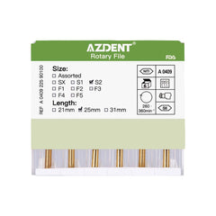 AZDENT Dental NITI Rotary Engine Files Heat Activated 25mm S2 6pcs/Pk
