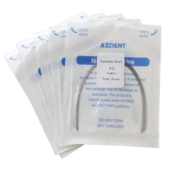 Arco de alambre AZDENT de acero inoxidable, forma ovalada, redondo, 0,012 mm, inferior, 10 unidades/paquete