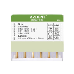 AZDENT Dental NITI Rotary Engine Files Heat Activated 25mm F2 6pcs/Pk