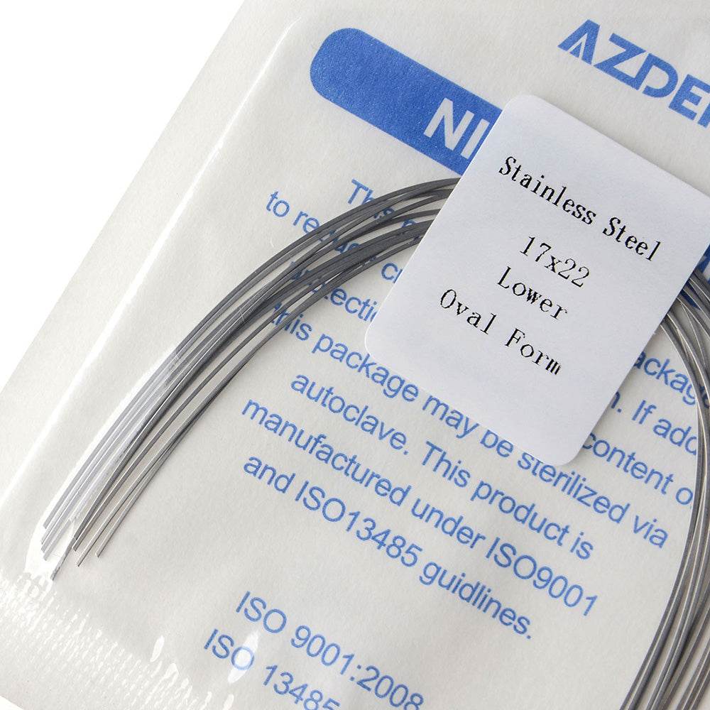 Arco de alambre AZDENT de acero inoxidable, forma ovalada, rectangular, 0,017 x 0,022, inferior, 10 unidades/paquete