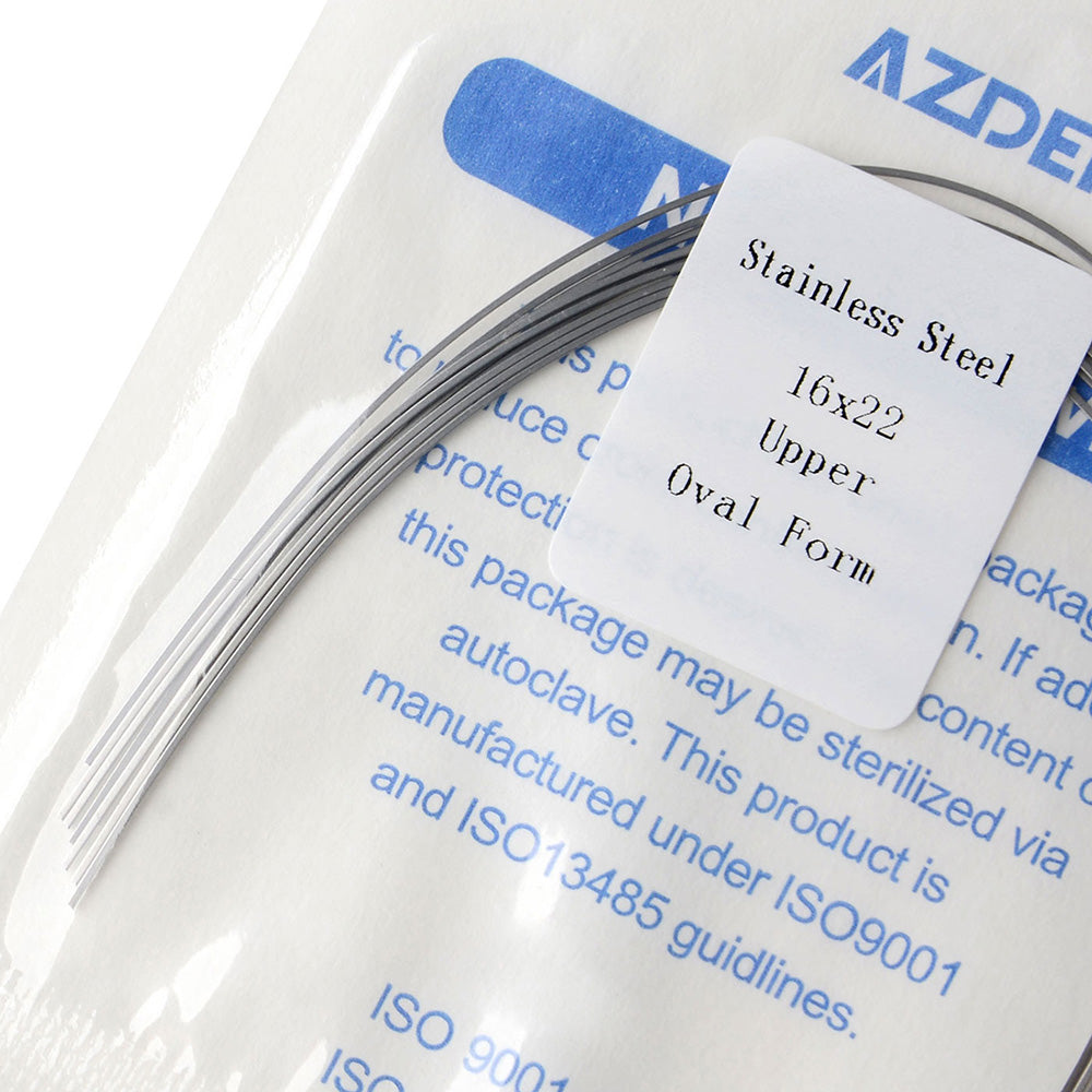 Arco de alambre AZDENT de acero inoxidable, forma ovalada, rectangular, 0,016 x 0,022 mm, superior, 10 unidades/paquete