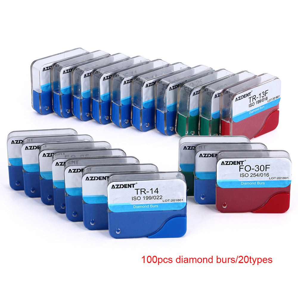 100pcs AZDENT Dental Diamond Burs FG 1.6MM 20 Model/Kit