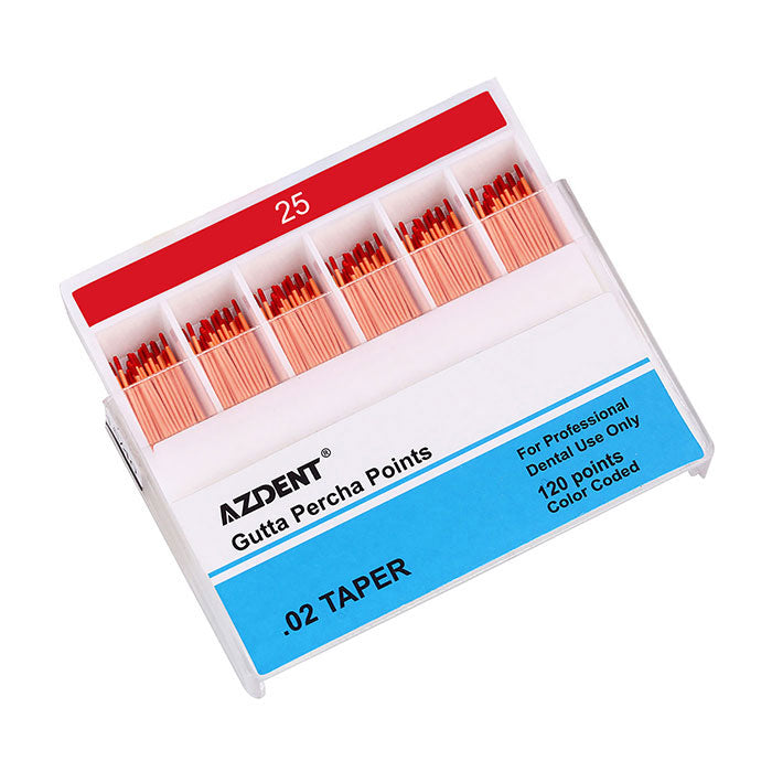 AZDENT Gutta Percha Points #25 Taper Size 0.02 Color Coded 120/Box