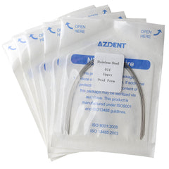 Arco de alambre AZDENT de acero inoxidable, forma ovalada, redondo, 0,014 mm, superior, 10 unidades/paquete
