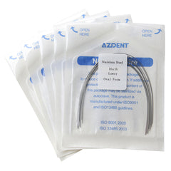 Arco de alambre AZDENT de acero inoxidable, forma ovalada, rectangular, 0,016 x 0,016, inferior, 10 unidades/paquete