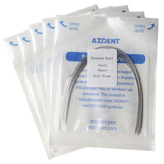 Arco de alambre AZDENT de acero inoxidable, forma ovalada, rectangular, 0,016 x 0,022 mm, superior, 10 unidades/paquete