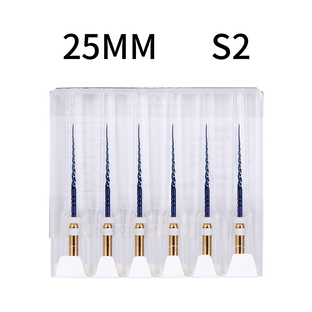 AZDENT Dental NITI Rotary Engine Files Heat Activated 25mm S2 6pcs/Pk