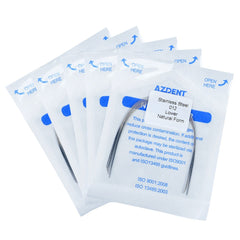 Arco de alambre AZDENT de acero inoxidable, forma natural, redondo, 0,012 mm, inferior, 10 unidades/paquete