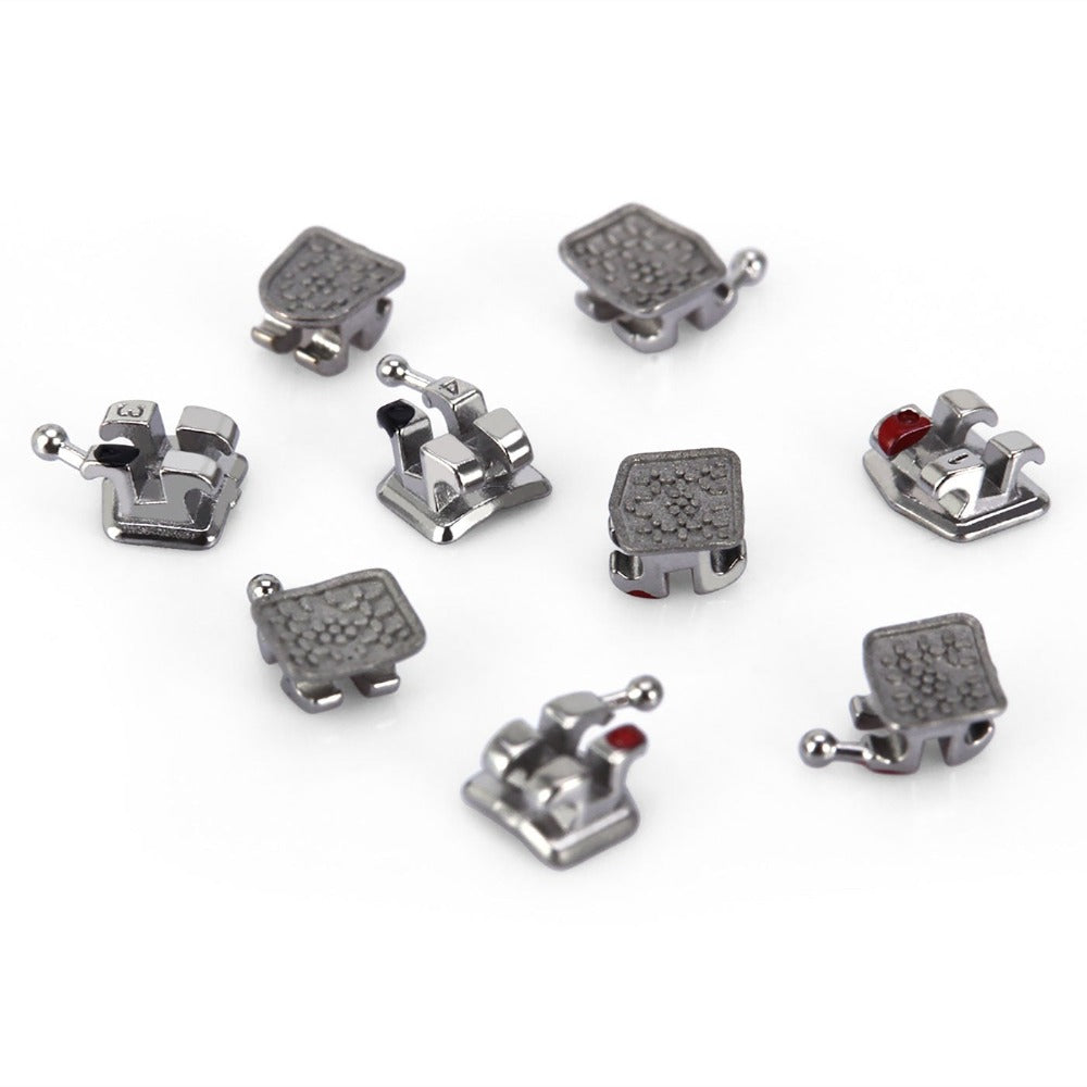 Стоматологические металлические брекеты AZDENT MIM Monoblock Mini Roth/MBT .022 крючки на 345 20 шт./коробка