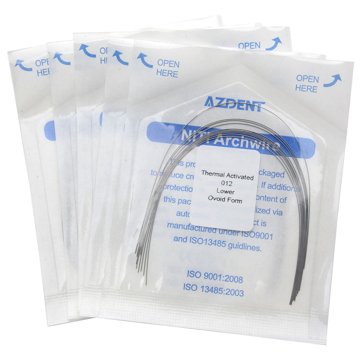 AZDENT Thermal Active NiTi Arch Wire Ovoid Form Round 0.012 Lower 10pcs/Pack